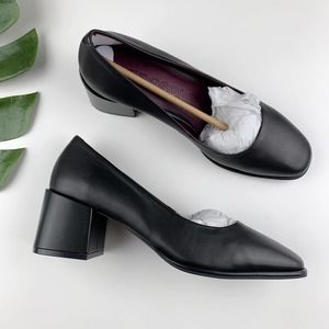 Aerosoles Black Pumps Heels Square Toe Faux Leather Women’s 8.5
